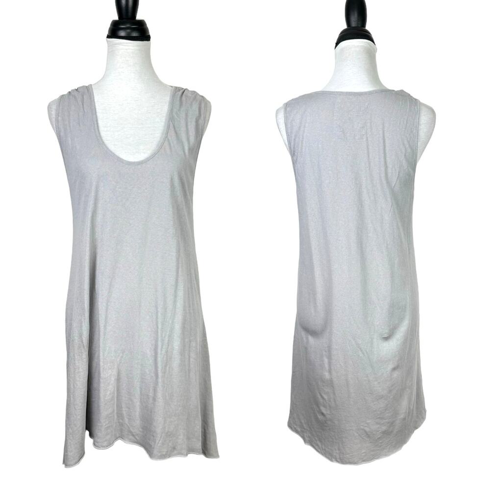 Frank & Eileen Tee Lab Gray Scoop Neck Raw Hem Cotton Mini Sleeveless Tank Dress